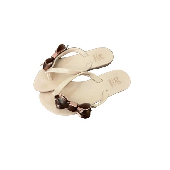 Mel by Melissa girls pink bow flip flops size 7 - Picture 1 of 4